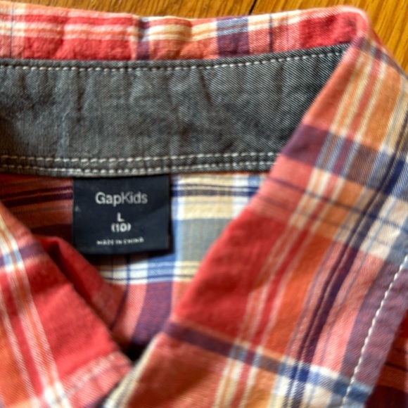 Shorts & shirt button down plaid Gap cargo blue coral boys 10/12 L 100% cotton - Picture 10 of 11